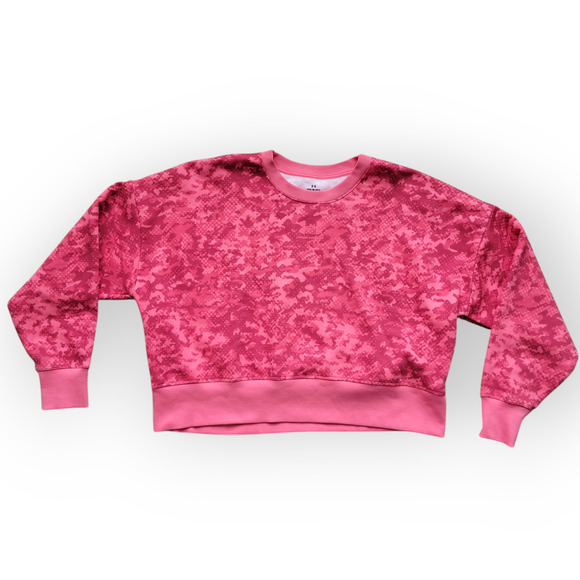 Under Armour Rival Fleece Camo Crew Pull-over Crop Boxy Sweatshirt Women Sz S - Picture 5 of 11
